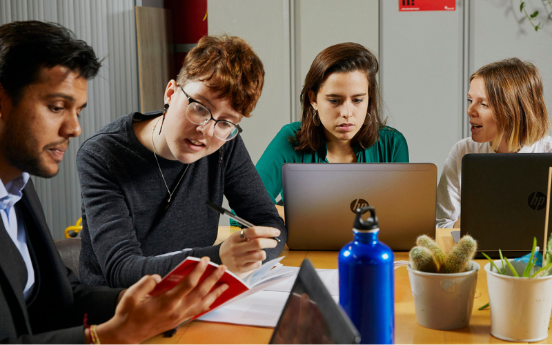 Young people studying