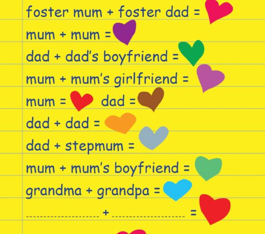 Different families love hearts poster image.