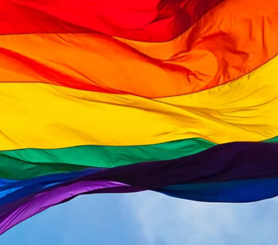 Rainbow flag rippling in the wind