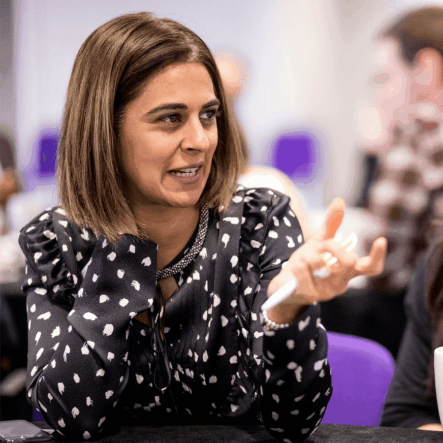 Two people talking at a stonewall event square crop