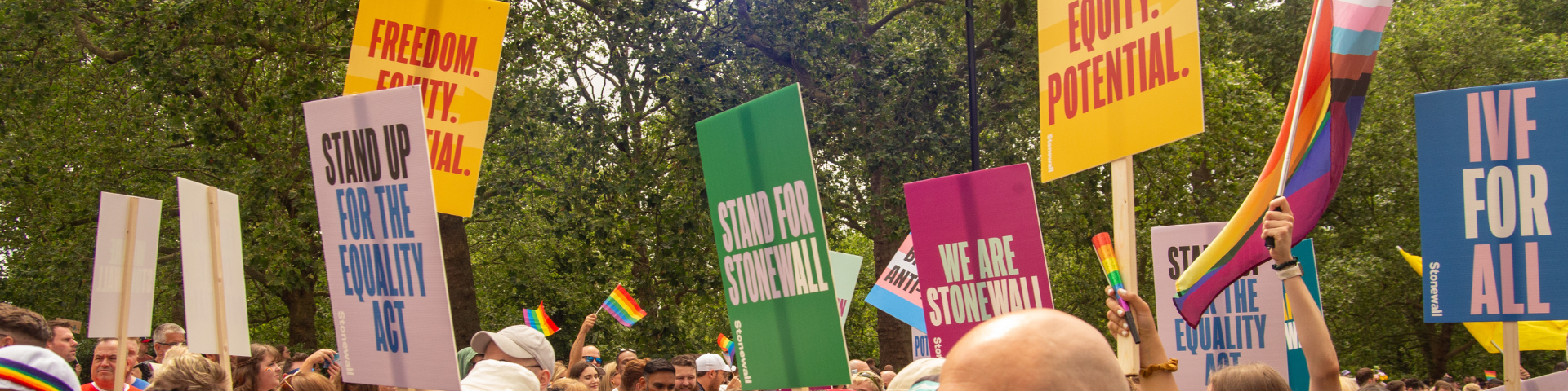 People on a march_lots of people holding signs