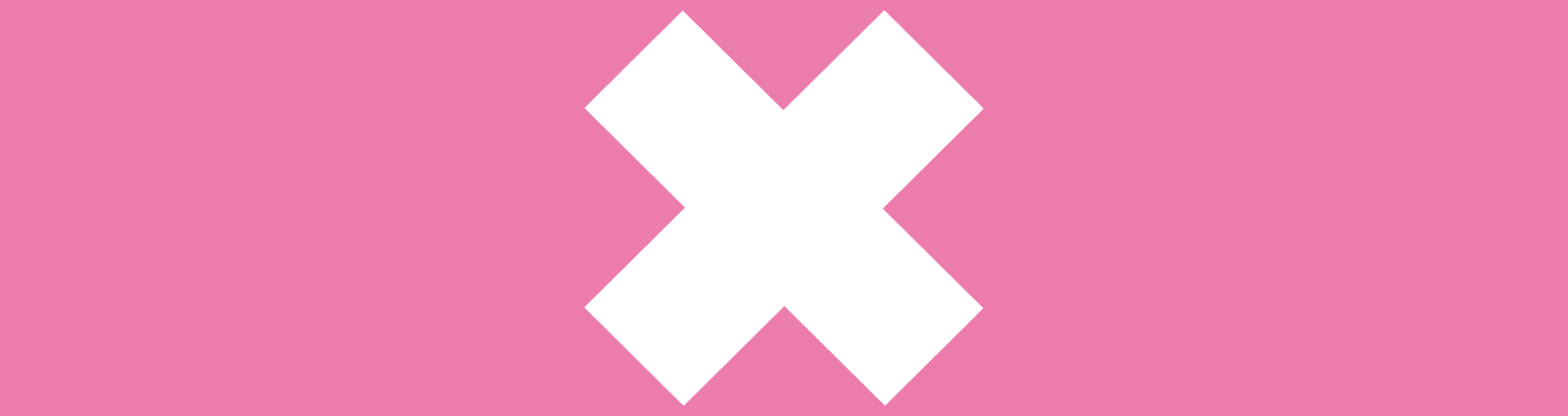 A white cross on a pink background