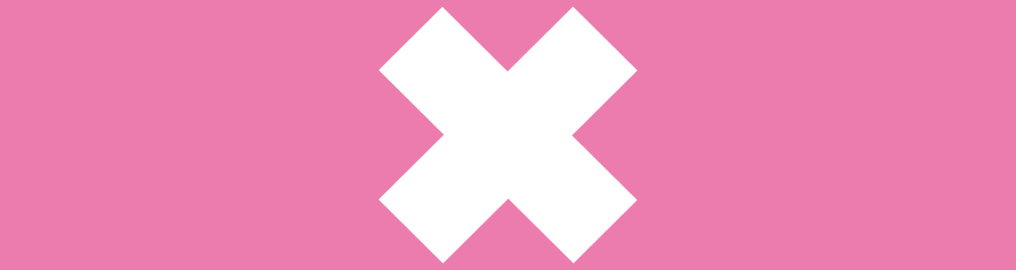 A white cross on a pink background